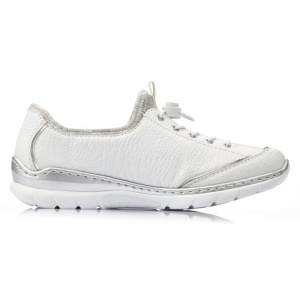 Pantofi dama alb casual piele ecologica cu talpa joasa Rieker L32P2-80-Alb