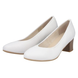 Pantofi dama alb casual piele naturala cu toc Rieker 44650-80-Alb