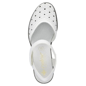 Pantofi dama alb casual piele naturala perforati cu toc Rieker 40991-80-Alb
