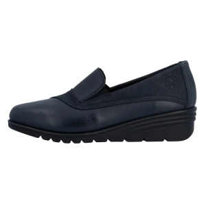 Pantofi dama, albastru, casual, piele naturala, cu platforma, Rieker L5356-14-Albastru