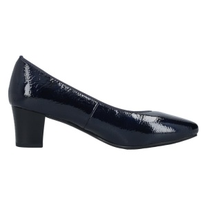 Pantofi dama albastru elegant piele ecologica lacuita cu toc Rieker 44650-14-Albastru