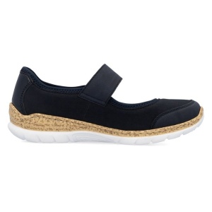Pantofi dama albastru inchis casual piele ecologica cu talpa joasa Rieker N42B0-14-Albastru-Inchis