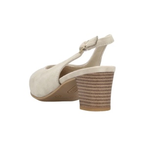 Pantofi dama bej casual piele intoarsa cu toc Rieker 44651-60-Bej