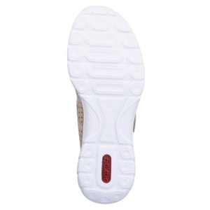 Pantofi dama bej casual piele naturala perforati cu talpa joasa Rieker N4257-60-Bej
