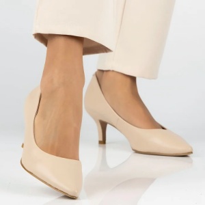 Pantofi dama bej eleganti piele naturala cu toc Filippo DP4426-23-BE-Bej