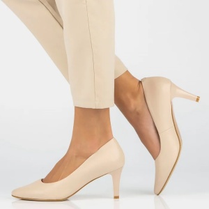 Pantofi dama bej eleganti piele naturala cu toc Filippo DP4427-23-BE-Bej