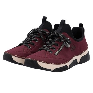 Pantofi dama bordo casual piele ecologica cu talpa joasa Rieker 45973-36-Bordo
