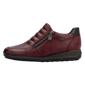 Pantofi dama, bordo, casual, piele naturala, impermeabili, cu talpa joasa, Rieker 44268-35-Bordo