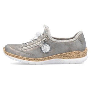 Pantofi dama, gri, casual, piele ecologica, cu talpa joasa, Rieker N4263-40-Gri