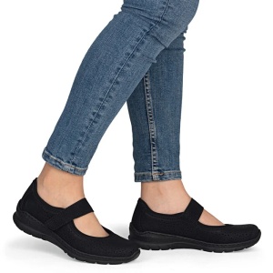 Pantofi dama negru casual piele ecologica cu talpa joasa Rieker N4299-00-Negru