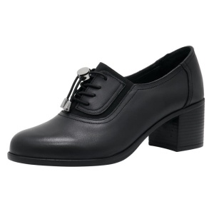 Pantofi dama negru casual piele naturala cu toc Nicolis 124494-Negru