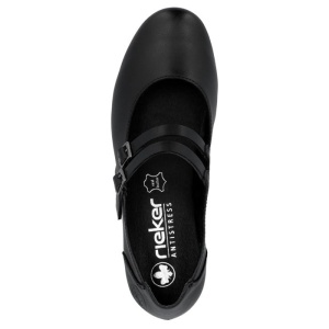 Pantofi dama negru casual piele naturala cu toc Rieker 41651-00-Negru