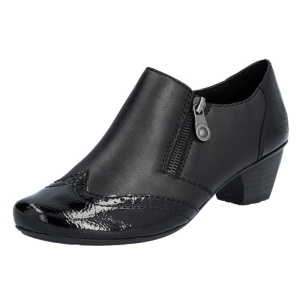 Pantofi dama negru casual piele naturala cu toc Rieker 41757-00-Negru