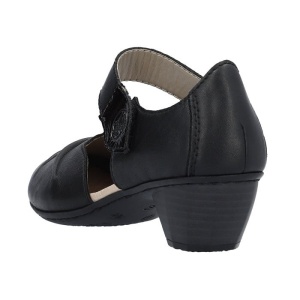 Pantofi dama negru casual piele naturala cu toc Rieker 41792-00-Negru