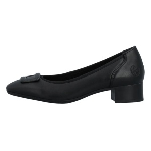 Pantofi dama, negru, casual, piele naturala, cu toc, Rieker 43453-00-Negru