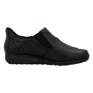 Pantofi dama negru casual piele naturala impermeabili cu talpa joasa Rieker 47253-00-Negru