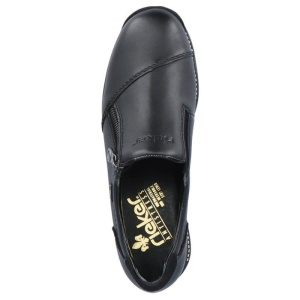 Pantofi dama negru casual piele naturala impermeabili cu talpa joasa Rieker 44265-00-Negru