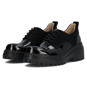 Pantofi dama negru casual piele naturala lacuita cu platforma Filippo DP6123-24-BK-Negru
