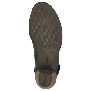 Pantofi dama negru casual piele naturala perforati cu toc Rieker 40959-00-Negru