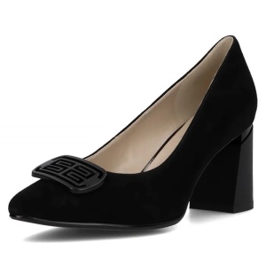 Pantofi dama negru eleganti piele intoarsa cu toc Filippo DP6176-24-BK-SU-Negru