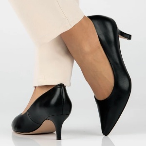 Pantofi dama negru eleganti piele naturala cu toc Filippo DP4426-23-BK-Negru