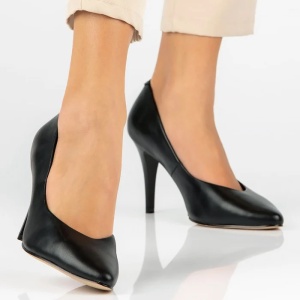 Pantofi dama negru eleganti piele naturala cu toc Filippo DP4428-23-BK-Negru