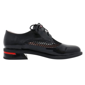 Pantofi dama negru eleganti piele naturala lacuita perforati cu toc Epica D02022SS0722018-01-L-Negru