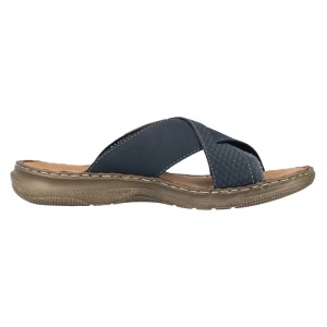 Papuci barbati albastru inchis casual piele ecologica si textil cu talpa joasa Rieker 21491-14-Albastru-Inchis