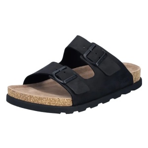 Papuci barbati negru casual piele naturala cu talpa groasa Rieker 21190-00-Negru