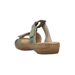 Papuci dama verde casual piele ecologica cu talpa joasa Rieker 60881-52-Verde