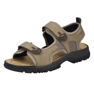 Sandale barbati bej sport piele ecologica cu talpa joasa Rieker 25055-64-Bej
