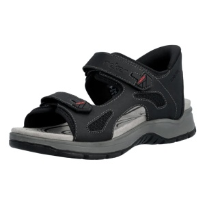 Sandale barbati negru sport piele ecologica cu talpa groasa Rieker 26953-00-Negru