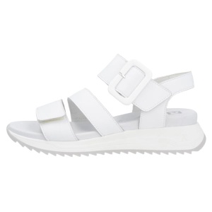 Sandale dama, alb, casual, din piele naturala, cu talpa groasa si inchidere velcro, Rieker W2950-80-Alb