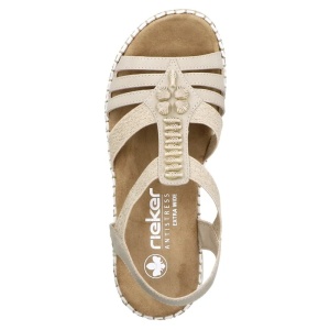 Sandale dama bej casual piele ecologica cu talpa joasa Rieker 66201-62-Bej