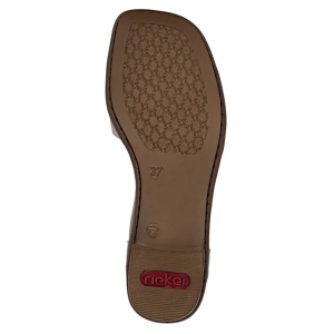 Sandale dama bej casual piele naturala cu toc Rieker 62662-62-Bej