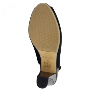 Sandale dama negru elegante din piele intoarsa si piele naturala cu toc Epica JICL020-MX854-P8563T-01-I-Negru