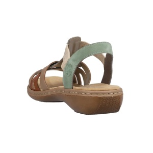 Sandale dama verde casual piele ecologica cu talpa joasa Rieker 65918-52-Verde
