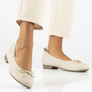 Balerini dama bej casual piele naturala cu toc Filippo DP6249-24-BE-Bej