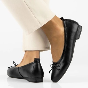 Balerini dama negru casual piele naturala cu toc Filippo DP6249-24-BK-Negru