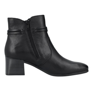 Botine dama negru casual piele ecologica cu toc Rieker 70973-00-Negru