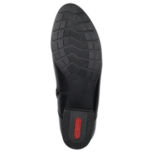 Botine dama negru casual piele naturala imblanite cu toc Rieker 78655-00-Negru