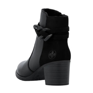 Botine dama negru casual piele naturala lant decorativ cu toc Rieker Y2066-00-Negru