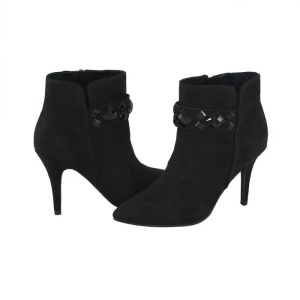 Botine dama, negru, elegante, din material textil, cu toc, Marco Tozzi 2-25329-27-001-Negru