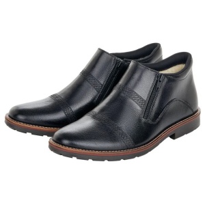 Cizme barbati negru casual piele naturala imblanite scurte cu toc Rieker 15381-00-Negru