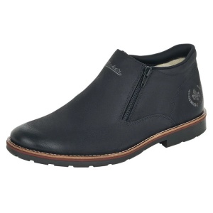 Cizme barbati negru casual piele naturala imblanite scurte cu toc Rieker 15391-00-Negru