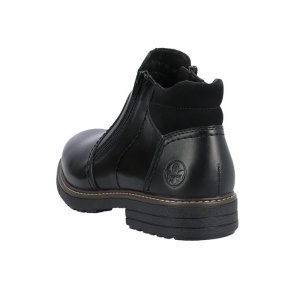 Cizme barbati negru casual piele naturala imblanite scurte cu toc Rieker 33151-00-Negru