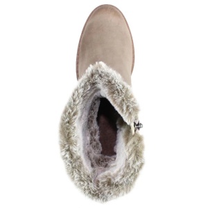 Cizme dama bej casual piele intoarsa imblanite scurte cu toc Marco Tozzi 2-26499-23-346-Bej