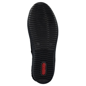 Cizme dama negru casual piele intoarsa imblanite scurte cu talpa groasa Rieker Y4456-00-Negru