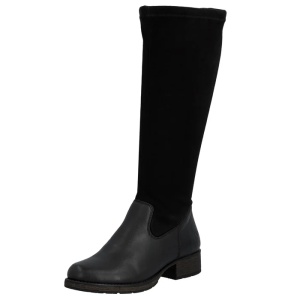 Cizme dama negru casual piele intoarsa lungi cu toc Rieker Z9551-00-Negru