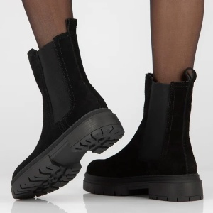 Cizme dama negru casual piele intoarsa scurte cu toc Filippo DBT4995-23-BK-Negru